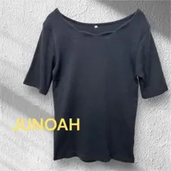 半袖　カットソー トップス M 黒 無地 上品 シンプル オフィス 通勤 748