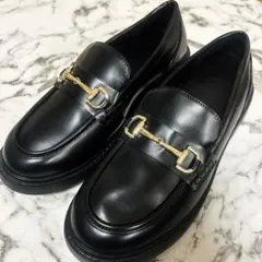 新品未使用 GU ボリュームソールビットローファー L 24.5 ブラック 厚底