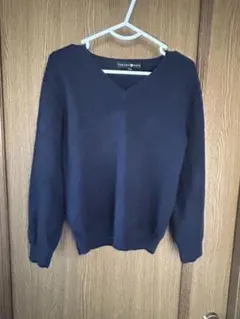 TAKASHIMAYA カシミア100％ネイビー Vネックセーター 110