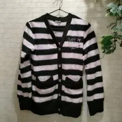 子供服 160cm カーディガン ピンク 黒 キラキラ キュート モコモコ