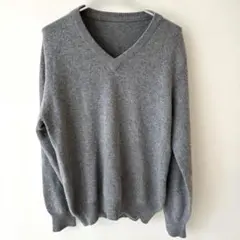 グレー Vネック ニット　セーター　メンズ　トップス　暖かい　シンプル
