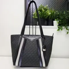 の*ん様 マイケルコース トートバッグ MK柄 A4収納可 レザー ブラック