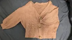 リブ編みベージュカーディガン ボレロ くすみピンク GRL