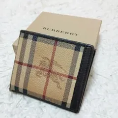 【BURBERRY】ノバチェック　ホースロゴ　PVCレザー　２つ折財布