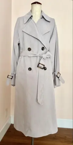 グレー トレンチコート ダブルブレスト