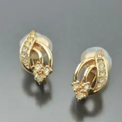 美品 ディオール イヤリング ゴールド 両耳 ラインストーン ジュエリー