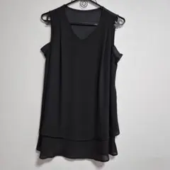 ニッセン ノースリーブロングチュニック ブラックのサムネイル