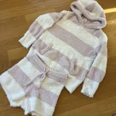 ジェラートピケ　フード付きボアルームウェア、ショートパンツ2点セット