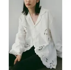 【新品】anuke Cutwork Opencollar Shirts 白