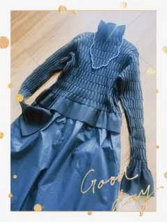 ニットワンピース ブラック タートル ミューリエ