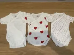 プチバトー ハート柄ベビー肌着3枚セット 67cm