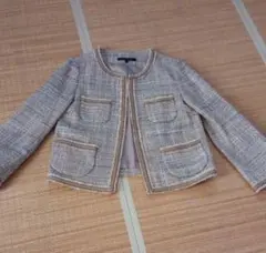 グリーンレーベルリラクシング ツイードノーカラージャケット 特急発送可能