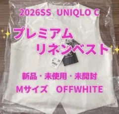 新品 ユニクロC ユニクロシー プレミアムリネンベスト オフホワイト Mのサムネイル