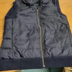 自由区　ネイビー フード付き ダウンベスト　リバーシブル