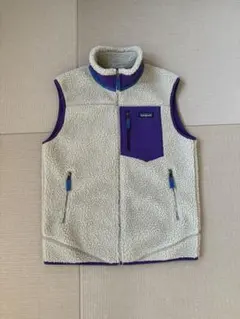 patagonia フリースベスト M クリーム/パープル