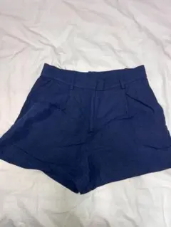 H&M ネイビー リネン混合 ショートパンツ 38サイズ
