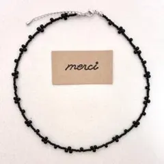 ＊ドロップビーズ　黒　ワンカラー　ビーズネックレス　ハンドメイド