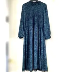 【試着のみ】ALLUMETTE アリュメット ボタニカル柄シャーリングワンピース