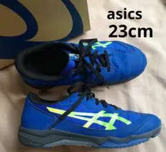 asics レーザービーム　スニーカー運動靴23cm　ブルー×ネオングリーン
