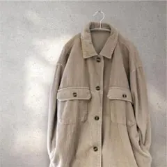 コーディロイ オーバーサイズ シャツジャケット グレージュ
