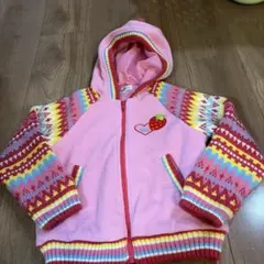 イチゴ刺繍 フリースアウター　120㎝