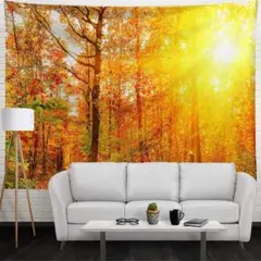 タペストリー 壁飾り おしゃれ壁掛け装飾布 紅葉からの夕日 150ｘ130cm