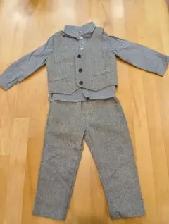 キッズ　フォーマルスーツ グレー系 100cm　七五三　結婚式　男の子