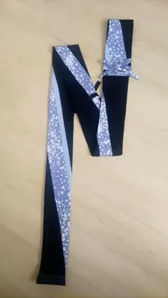 薙刀袋　2本用★黒×青桜柄