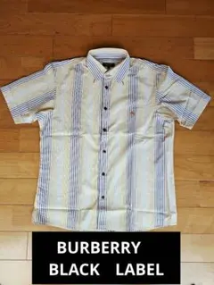 【美品】BURBERRY BLACK LABEL 半袖シャツ ストライプ
