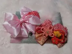 七五三 ３歳 かんざし リボン 髪飾り ２個セット