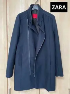 ZARA ナポレオンコート ブラック 金ボタン ウール ロング L ダブル 黒