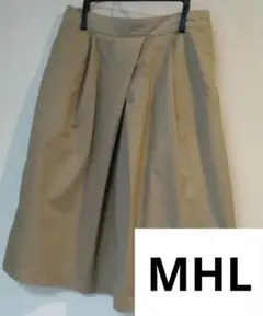 MHL. マーガレットハウエル　オリーブ色 ひざ下丈コットンスカート　サイズⅢ MHL. マーガレットハウエル オリーブ色 ひざ下丈コットン