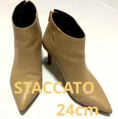 STACCATO ショートブーツ ブーティ ベージュ 赤ヒール キャメルのサムネイル
