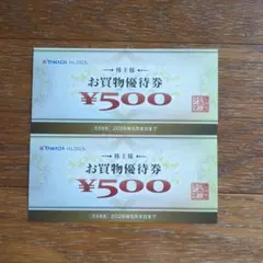ヤマダ電機株主優待 お買い物優待券 500円 x 2枚 2026年6月末まで