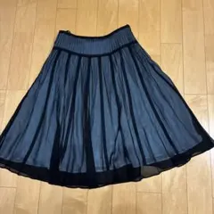 東京スタイル 13号 レースプリーツスカート 水色 黒 シアー