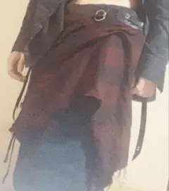 【初期レア／入手困難】 HYDE着用 KMRii レザー ラップスカート 赤黒