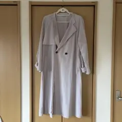 レディースライトグレー ダブルブレスト トレンチコートLサイズ
