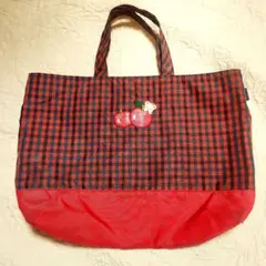 familiar 赤チェック ナイロン素材 トートバッグ 廃盤