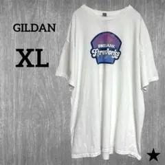 ★訳あり GILDAN【XL】半袖 Tシャツ ホワイト ロゴ グラフィック