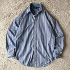 ラルフローレン 90s シャツ 長袖 16 青桃黄 ストライプ