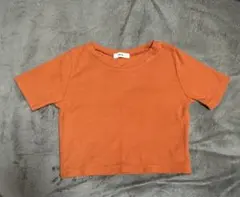 WEGO リブ ショート丈 半袖Tシャツ オレンジ