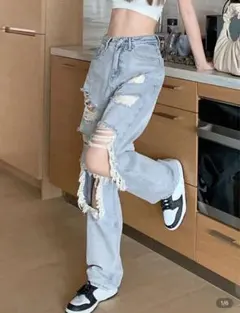 SHEINダメージジーンズ