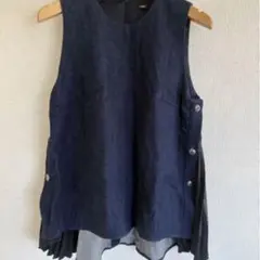 デニム　プリーツ付き　ベスト