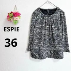 a5748 ESPIE 七分袖　イトキン　カットソー　ブラウス　総柄　古着　36