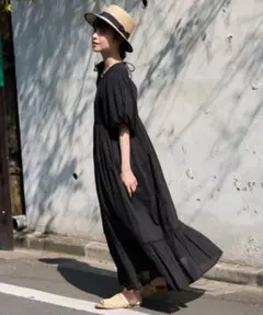 値下げFREAK'S STOREインドボイルバックオープンパフスリーブワンピース