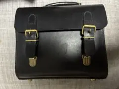 HERZ ヘルツ 二本ベルト 2wayミニバッグ 黒 レザー ラナパー付き