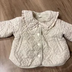 クリーム色 花柄キルティングアウター