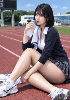 AI美女 グラビア写真 制服 陸上競技場 No.220