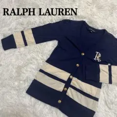 ラルフローレン　綿100%女児用刺繍ロゴ入り金ボタン長袖シャツ　100