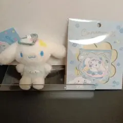 シナモロール　トキメキぽっぷビーズマスコットホルダー×ステッカー　計2点セット